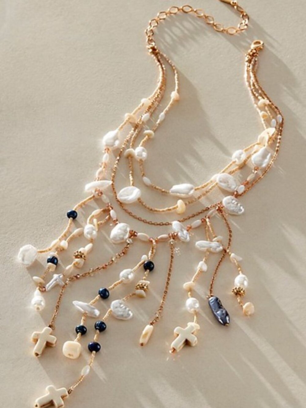 FREE PEOPLE x ARIANA OST Something Beautiful Necklace with Mother of Pearl NWT - Picture 3 of 8